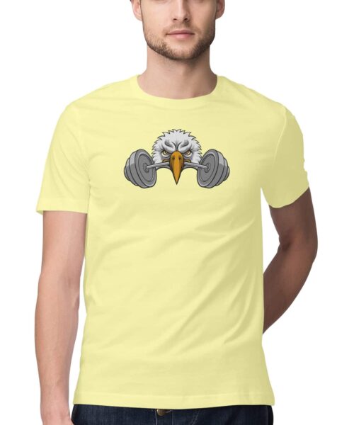 Alternative view of Eagle Barbell Gym Motivation T Shirt – Quirky Fitness Graphic Printed Cotton Tee India Unisex Casual Wear