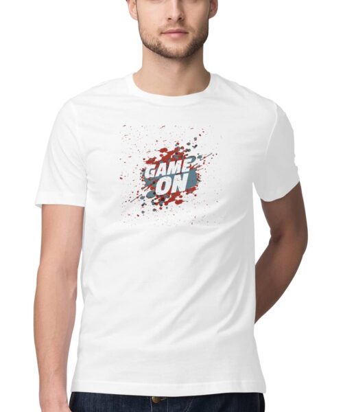 Game On Motivational Sporty T Shirt – Quirky Graphic Printed Cotton Tee India Unisex Casual Wear