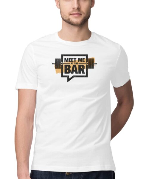 Meet Me at the Bar T-Shirt 🏋️ Funny Gym Barbell Cotton Tee India Men Women