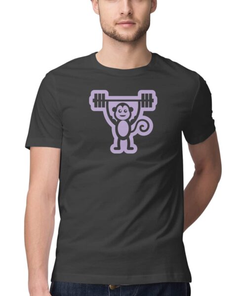 Monkey Lift T-Shirt 🐒💪 Funny Gym Graphic Cotton Tee India Men Women