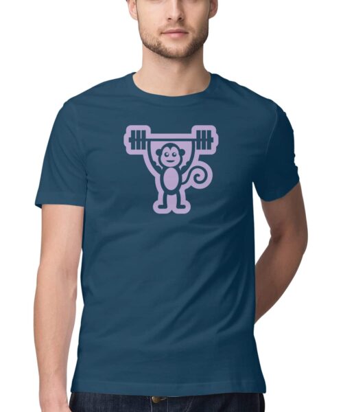 Alternative view of Monkey Lift T-Shirt 🐒💪 Funny Gym Graphic Cotton Tee India Men Women