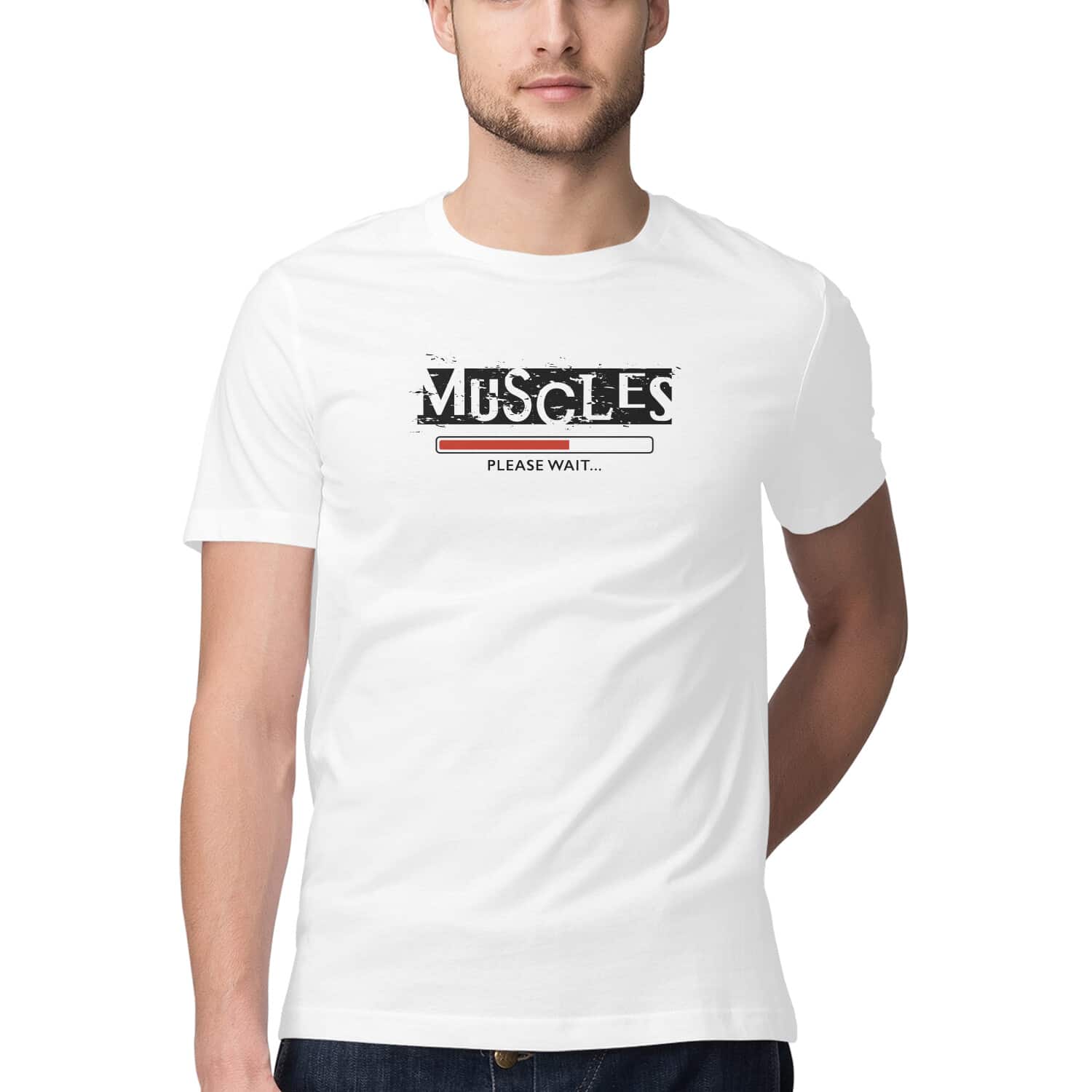 Muscles Loading Please Wait T-Shirt 💪 Funny Gym Workout Cotton Tee India Muscles Loading Please Wait T-Shirt 💪 Funny Gym Workout Cotton Tee India - Image 2