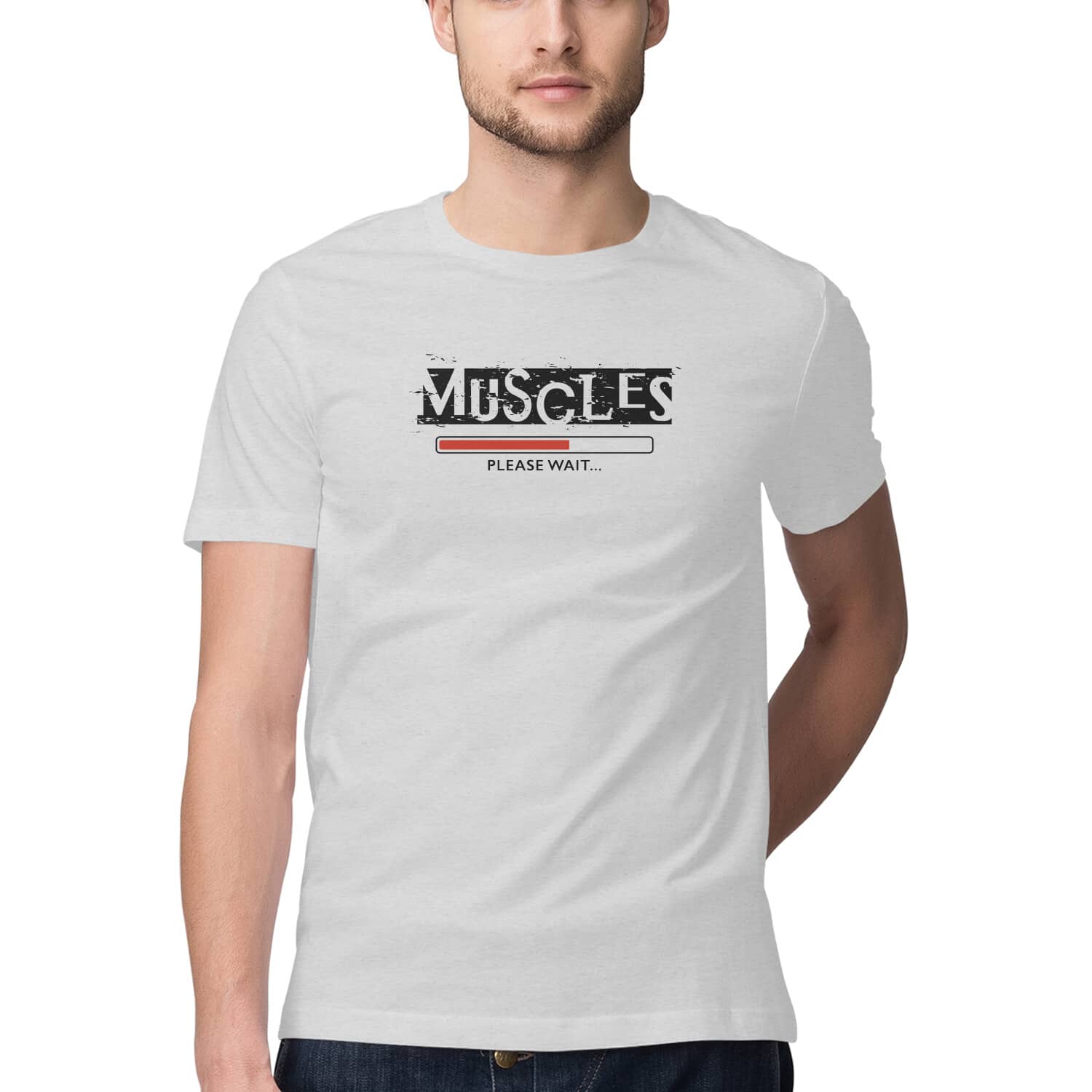 Muscles Loading Please Wait T-Shirt 💪 Funny Gym Workout Cotton Tee India Muscles Loading Please Wait T-Shirt 💪 Funny Gym Workout Cotton Tee India - Image 3