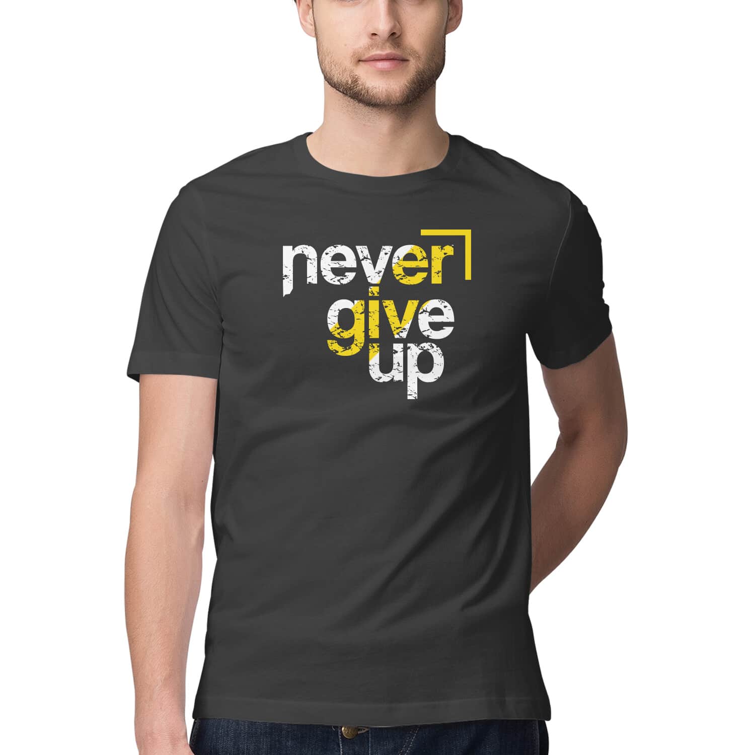 Never Give Up Typography T-Shirt 💪 Motivational Cotton Graphic Tee India Never Give Up Typography T-Shirt 💪 Motivational Cotton Graphic Tee India
