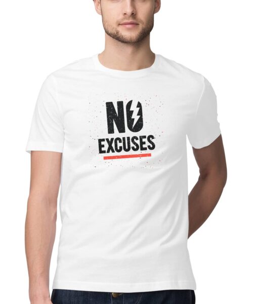 No Excuses Typography T-Shirt 💪 Motivational Cotton Graphic Tee India