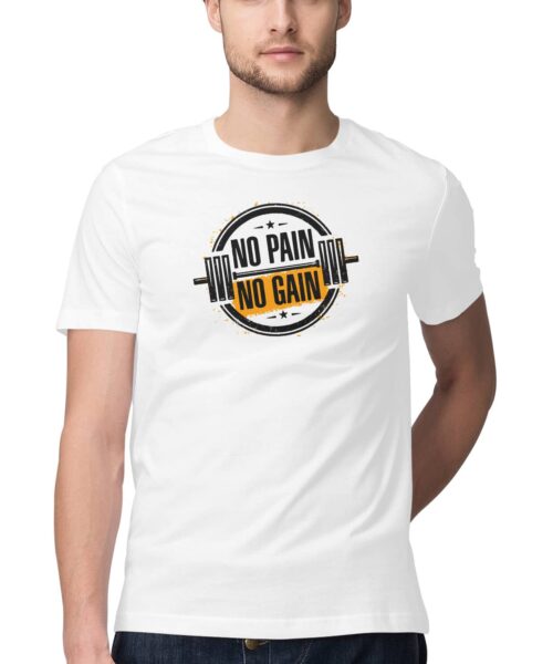 No Pain No Gain Gym Life T-Shirt 💪 Motivational Fitness Cotton Tee India