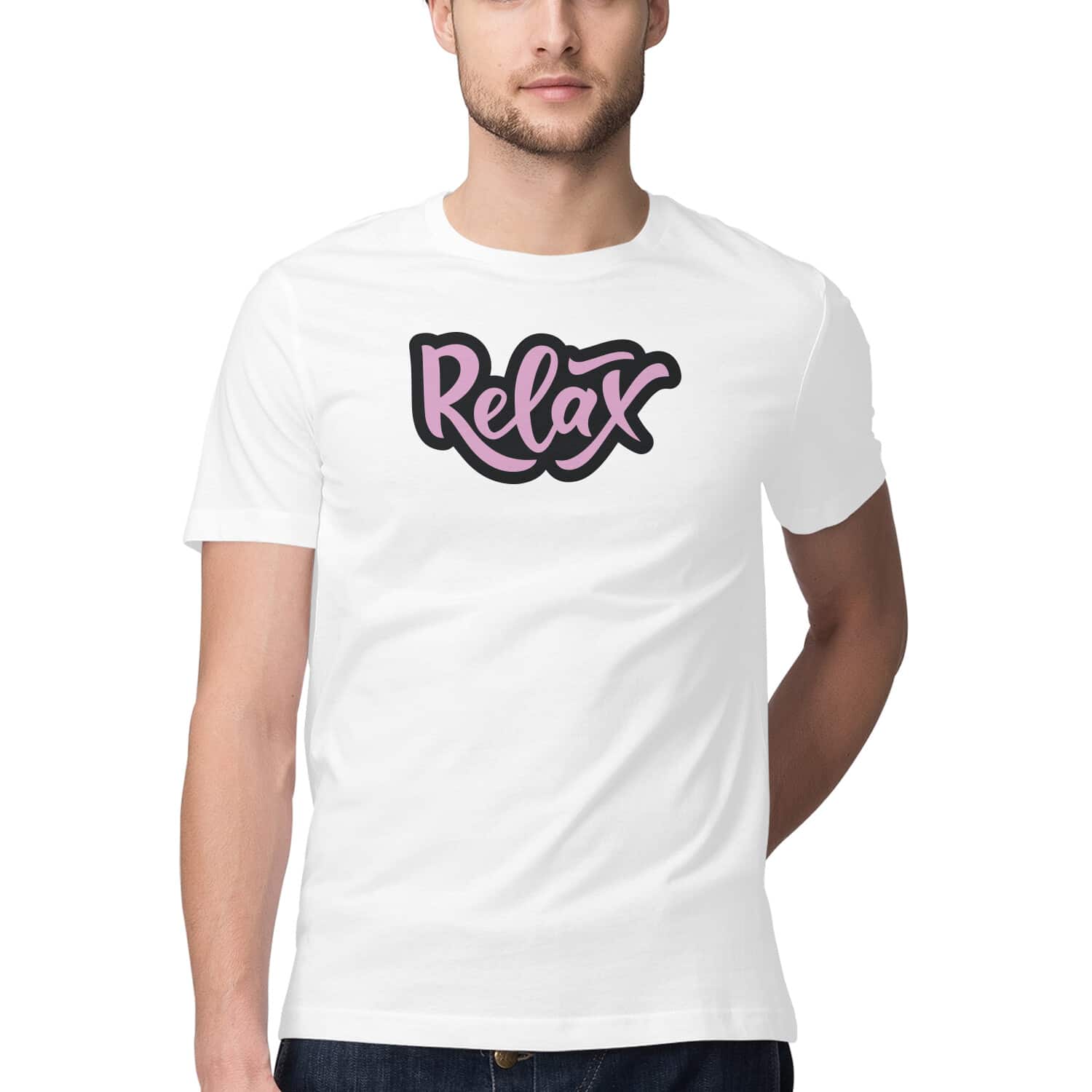 Relax Positive T-Shirt 🌿 Calm Motivational Cotton Graphic Tee India Men Women Relax Positive T-Shirt 🌿 Calm Motivational Cotton Graphic Tee India Men Women