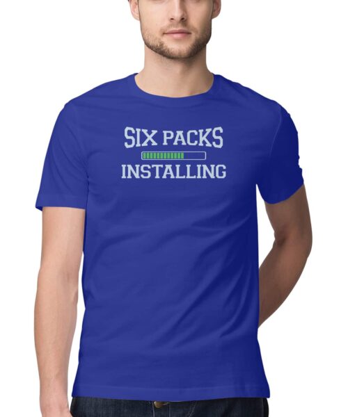 Alternative view of Six Pack Installing Gym T-Shirt 💪😂 | Funny Fitness Workout Tee Online India