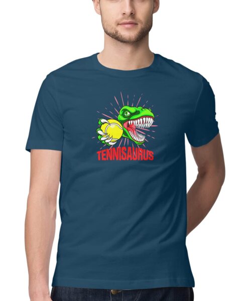 Alternative view of Tennisaurus Dinosaur Pun T-Shirt 🦖🎾 | Funny Tennis Graphic Tee Online India