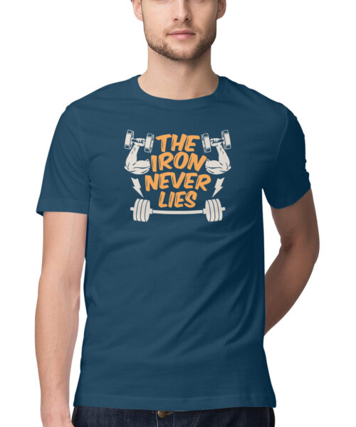 Alternative view of The Iron Never Lies Gym T-Shirt 🏋️🔥 | Motivational Weightlifting Workout Tee India
