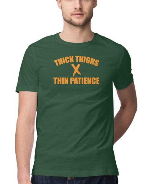 Alternative view of Thick Thighs Thin Patience T-Shirt 🍑🔥 | Funny Gym Workout Tee Online India