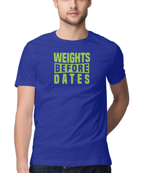 Alternative view of Weights Before Dates T-Shirt 🏋️❤️ | Funny Gym Motivation Tee Online India
