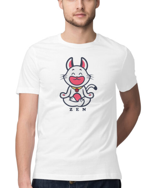Zen Cat Yoga T-Shirt 😺🧘 | Funny Cartoon Cat Graphic Tee Online India