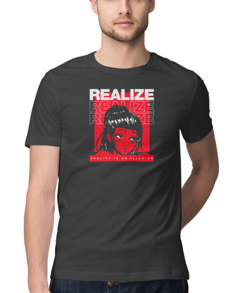 Slogan with manga face REALITY IS ILLUSION