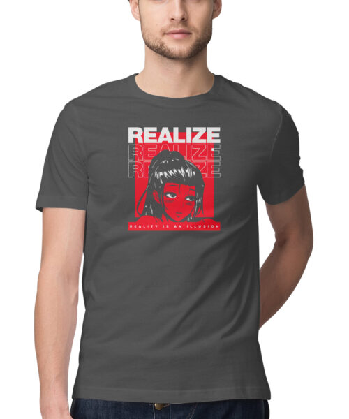 Alternative view of Slogan with manga face REALITY IS ILLUSION