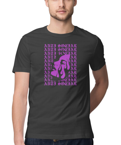 Women face with slogan ANTI SOCIAL Anime