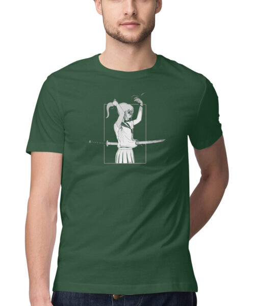 Alternative view of Anime girl with a dagger in her body