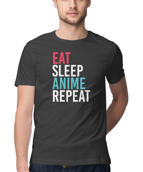 Eat Sleep Anime Repeat Typography