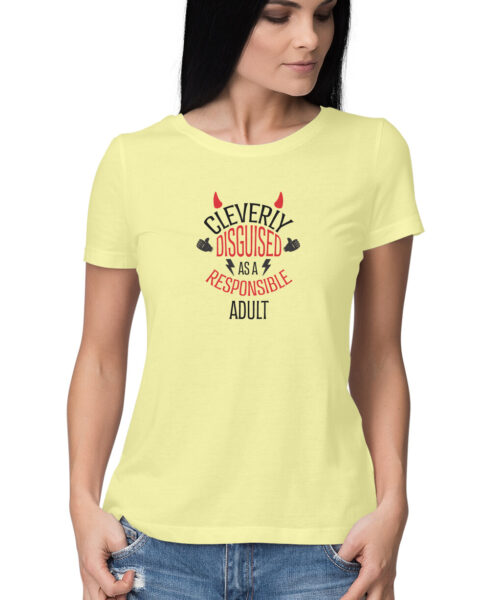 Shop the Best Funny and Sarcastic T-shirts for Men and Women at Manmarzee – The Ultimate Online T-shirt Store in India CLEVERLY DISGUISED AS A RESPONSIBLE ADULT, Funny T-shirt quotes and sayings