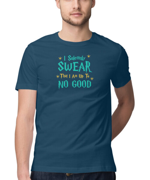 Shop the Best Funny and Sarcastic T-shirts for Men and Women at Manmarzee – The Ultimate Online T-shirt Store in India Alternative view of I SOLEMLY SWEAR IM UP TO NO GOOD, Funny T-shirt quotes and sayings