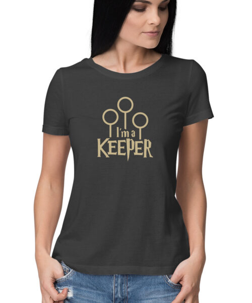 Shop the Best Funny and Sarcastic T-shirts for Men and Women at Manmarzee – The Ultimate Online T-shirt Store in India Alternative view of IM A KEEPER women, Funny T-shirt quotes and sayings