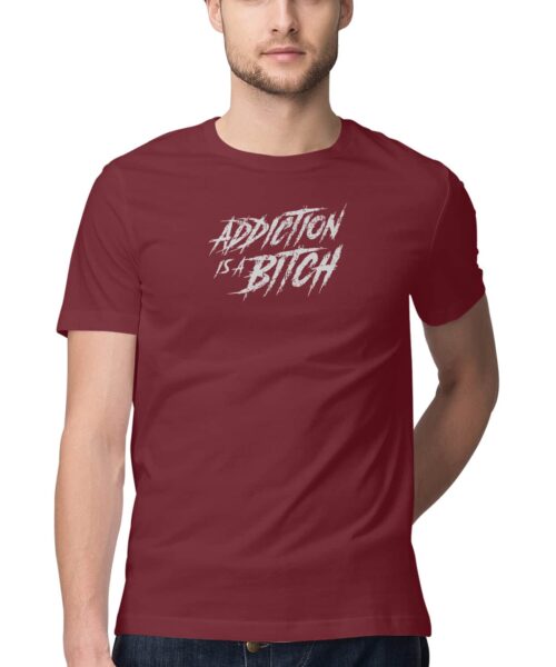 Shop the Best Funny and Sarcastic T-shirts for Men and Women at Manmarzee – The Ultimate Online T-shirt Store in India ADDICTION IS A BITCH, Funny T-shirt quotes and sayings