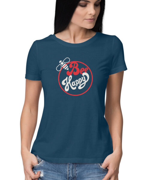 Alternative view of Bee Happy, Funny T-shirt quotes and sayings
