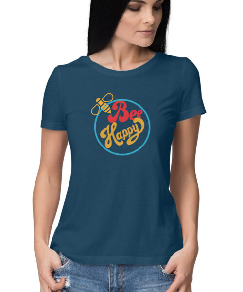 Alternative view of Bee Happy Orange design, Funny T-shirt quotes and sayings