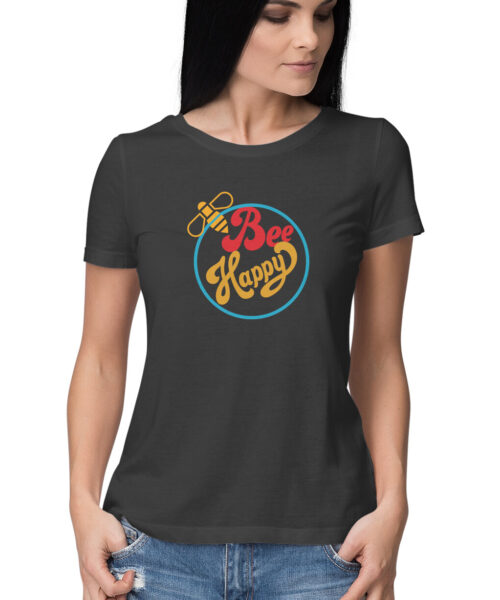 Shop the Best Funny and Sarcastic T-shirts for Men and Women at Manmarzee – The Ultimate Online T-shirt Store in India Bee Happy Orange design, Funny T-shirt quotes and sayings