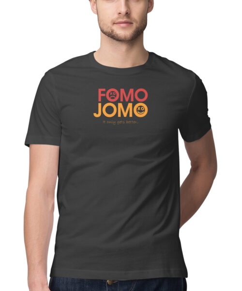 Shop the Best Funny and Sarcastic T-shirts for Men and Women at Manmarzee – The Ultimate Online T-shirt Store in India "Fomo Jomo" Funny Quote T-Shirt for Men & Women - Manmarzee 😂👕