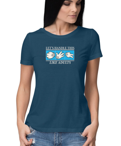 Shop the Best Funny and Sarcastic T-shirts for Men and Women at Manmarzee – The Ultimate Online T-shirt Store in India Alternative view of "Let's Handle This Like Adults" Sarcastic T-Shirt for Men & Women 😂 | Funny T-Shirt with Quotes | Witty Humor Tee