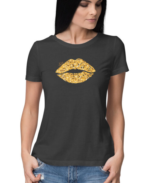 Alternative view of LIPS GLITER GOLD, Funny T-shirt quotes and sayings