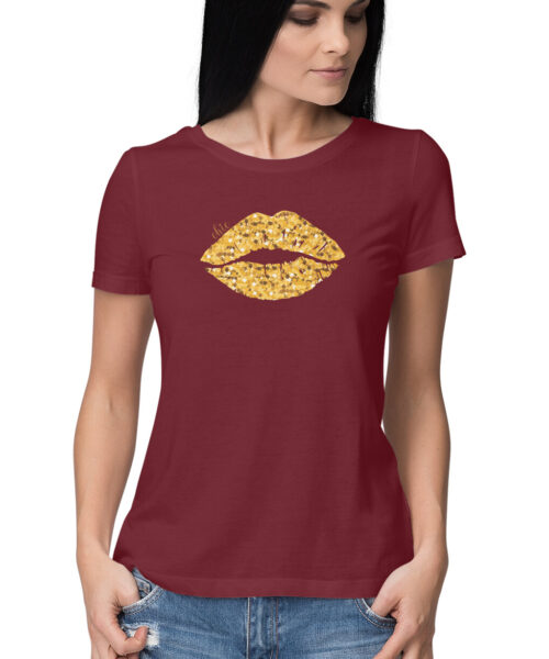 LIPS GLITER GOLD, Funny T-shirt quotes and sayings