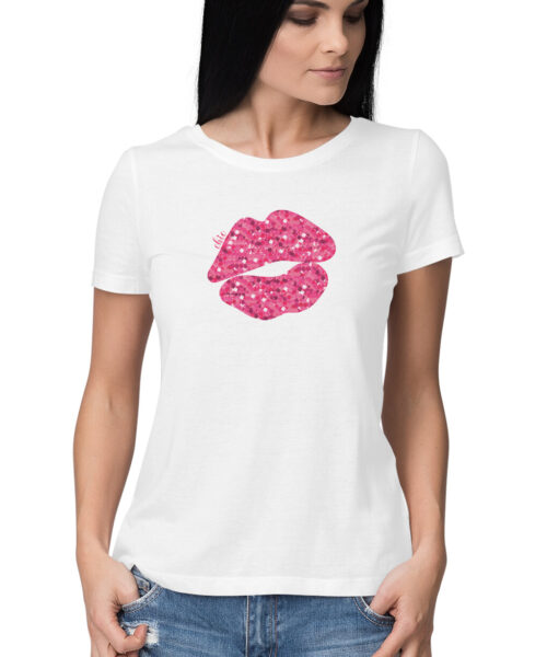Alternative view of LIPS GLITER PINK, Funny T-shirt quotes and sayings