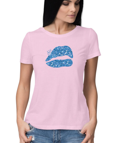 LIPS GLITTER BLUE, Funny T-shirt quotes and sayings