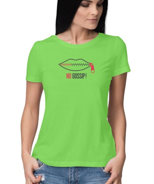 Shop the Best Funny and Sarcastic T-shirts for Men and Women at Manmarzee – The Ultimate Online T-shirt Store in India Alternative view of No Gossip Funny Quotes T-Shirt 🤫 | Women’s Funny T-Shirts | Black & Pink | S-5XL | India