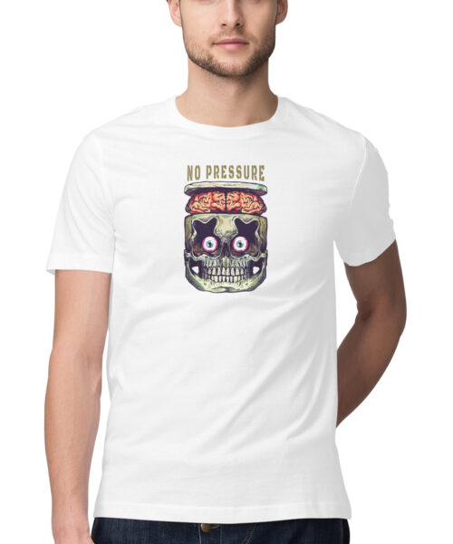 Shop the Best Funny and Sarcastic T-shirts for Men and Women at Manmarzee – The Ultimate Online T-shirt Store in India "No Pressure" Funny Quotes T-Shirt 🥶 | Quirky T-Shirts for Men & Women | Navy Blue & White | S-5XL | India
