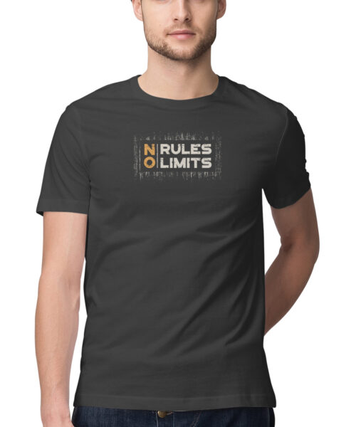 Shop the Best Funny and Sarcastic T-shirts for Men and Women at Manmarzee – The Ultimate Online T-shirt Store in India No Rules No Limits Funny Quotes T-Shirt 💪 | Quirky T-Shirts for Men & Women | Black & Red | S-5XL | India