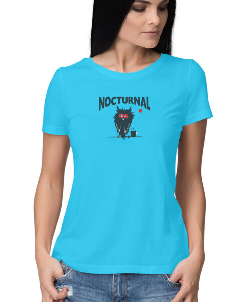 Shop the Best Funny and Sarcastic T-shirts for Men and Women at Manmarzee – The Ultimate Online T-shirt Store in India Alternative view of Nocturnal Owl Women's Funny T-Shirt 🦉 | Quirky Graphic Tees | Black & Pink | S-5XL | India