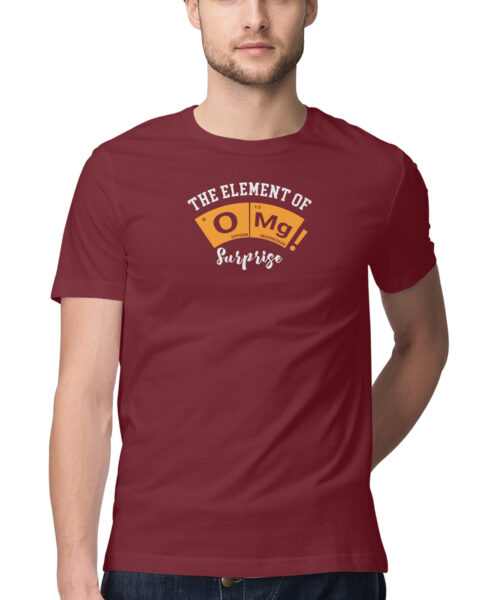 Shop the Best Funny and Sarcastic T-shirts for Men and Women at Manmarzee – The Ultimate Online T-shirt Store in India Alternative view of OMG The Element of Surprise Funny Quotes T-Shirt ⚛️ | Quirky T-Shirts for Men & Women | Black & Navy Blue | S-5XL | India