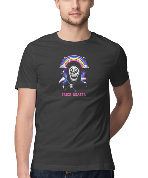 Pride Reaper Quirky Graphic Tees 🌈 | Funny T-Shirts for Men & Women | Black & White | S-5XL | India