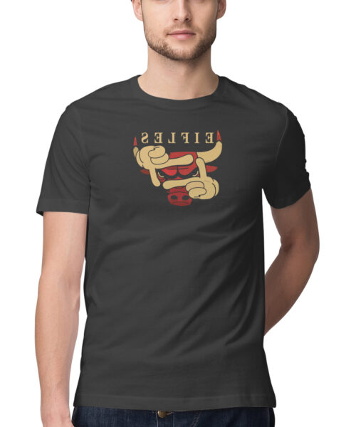 Shop the Best Funny and Sarcastic T-shirts for Men and Women at Manmarzee – The Ultimate Online T-shirt Store in India Quirky T-Shirts - "Selfie" Chicago Bull Graphic Tee 🐂 | Funny Quotes T-Shirt | Black & White | S-5XL | India | Men & Women