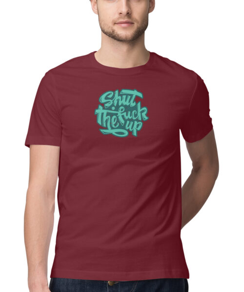 Shop the Best Funny and Sarcastic T-shirts for Men and Women at Manmarzee – The Ultimate Online T-shirt Store in India Alternative view of Shut the f*** up" Typography Tee 🤫 | Black & White | S-5XL | Quirky T-Shirts for Men and Women | India 🇮🇳