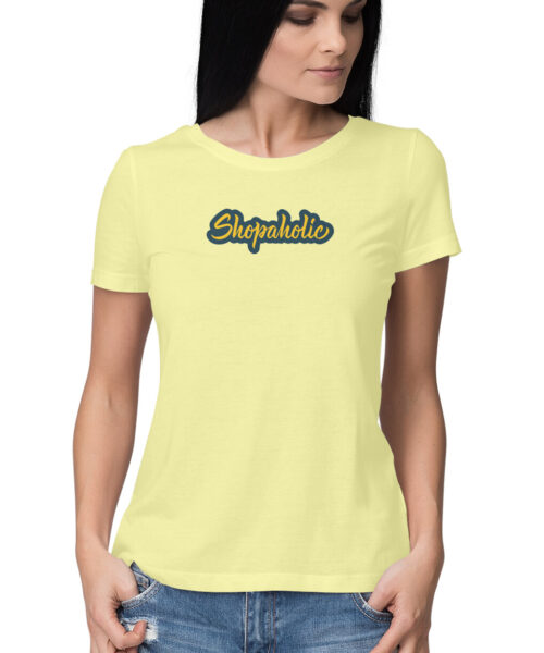 Alternative view of Funny Quotes T-Shirt - "Shopaholic" Trendy T-Shirts with Quotes 🛍️🛍️ White & Black Quirky T-Shirts for Men and Women - Size S-5XL - India