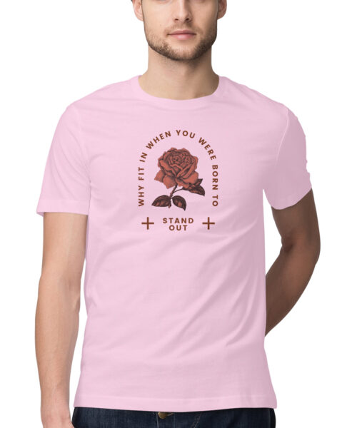 Shop the Best Funny and Sarcastic T-shirts for Men and Women at Manmarzee – The Ultimate Online T-shirt Store in India Alternative view of "Why Fit In When You Were Born To Stand Out" Rose Graphic Printed T-Shirt | Quirky T-Shirts | Men and Women India 🌹