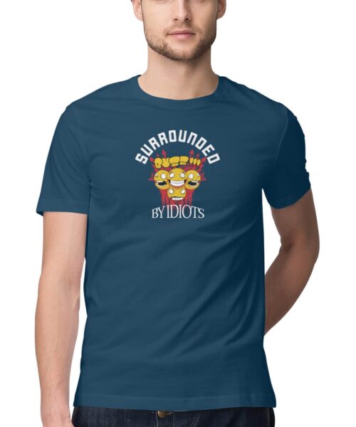 Shop the Best Funny and Sarcastic T-shirts for Men and Women at Manmarzee – The Ultimate Online T-shirt Store in India Alternative view of "Surrounded by Idiots" Funny Quote Graphic Printed T-Shirt | Sarcastic & Witty Tees | Men and Women India 🤪