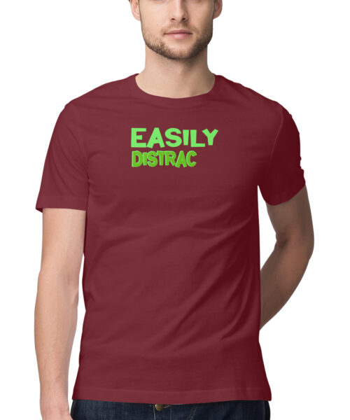 Shop the Best Funny and Sarcastic T-shirts for Men and Women at Manmarzee – The Ultimate Online T-shirt Store in India Alternative view of Easily Distracted Funny Quotes T-Shirt 🤪 | Quirky T-Shirts for Men & Women | Black & White | S-5XL | India