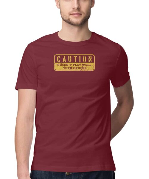 Shop the Best Funny and Sarcastic T-shirts for Men and Women at Manmarzee – The Ultimate Online T-shirt Store in India Alternative view of CAUTION DOSENT PLAY WELL WITH OTHERS ⚠️😂 - Funny T-shirts with Sarcastic Sayings for Men and Women in India 🇮🇳