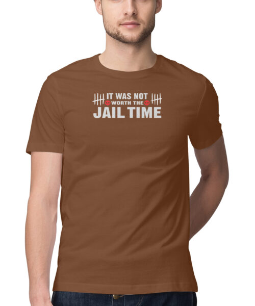 Shop the Best Funny and Sarcastic T-shirts for Men and Women at Manmarzee – The Ultimate Online T-shirt Store in India Alternative view of Funny Quotes T-Shirt "Not Worth the Jail Time" 😂 | Quirky T-Shirts for Men and Women | Black & White | S-5XL | India
