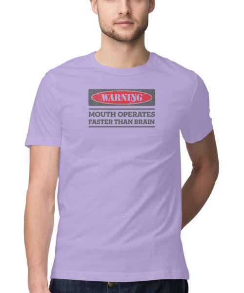 Shop the Best Funny and Sarcastic T-shirts for Men and Women at Manmarzee – The Ultimate Online T-shirt Store in India Alternative view of Funny Quotes T-Shirt "Warning Mouth Operates Faster Than Brain" 😂 Quirky T-Shirts for Men & Women | White & Black | S-5XL | India